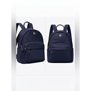 Tory Burch Navy Nylon Zip-Front Backpack new